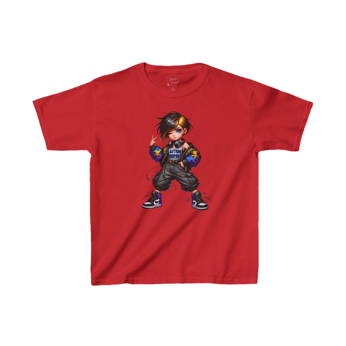 Kids Tee Autism Inspires Girl Peace Sign