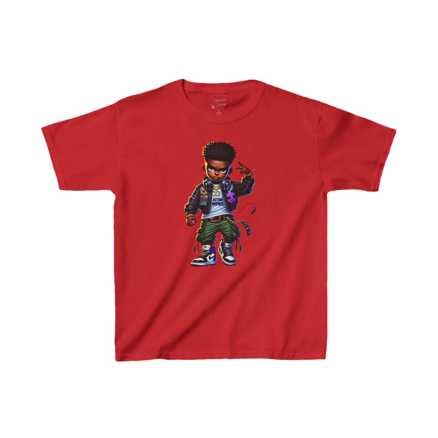 Kids Tee - African-American Boy Autism Inspires Puzzle Piece Design