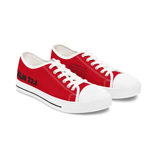 Psalm 23:4 Women's Low Top Sneakers(Red)