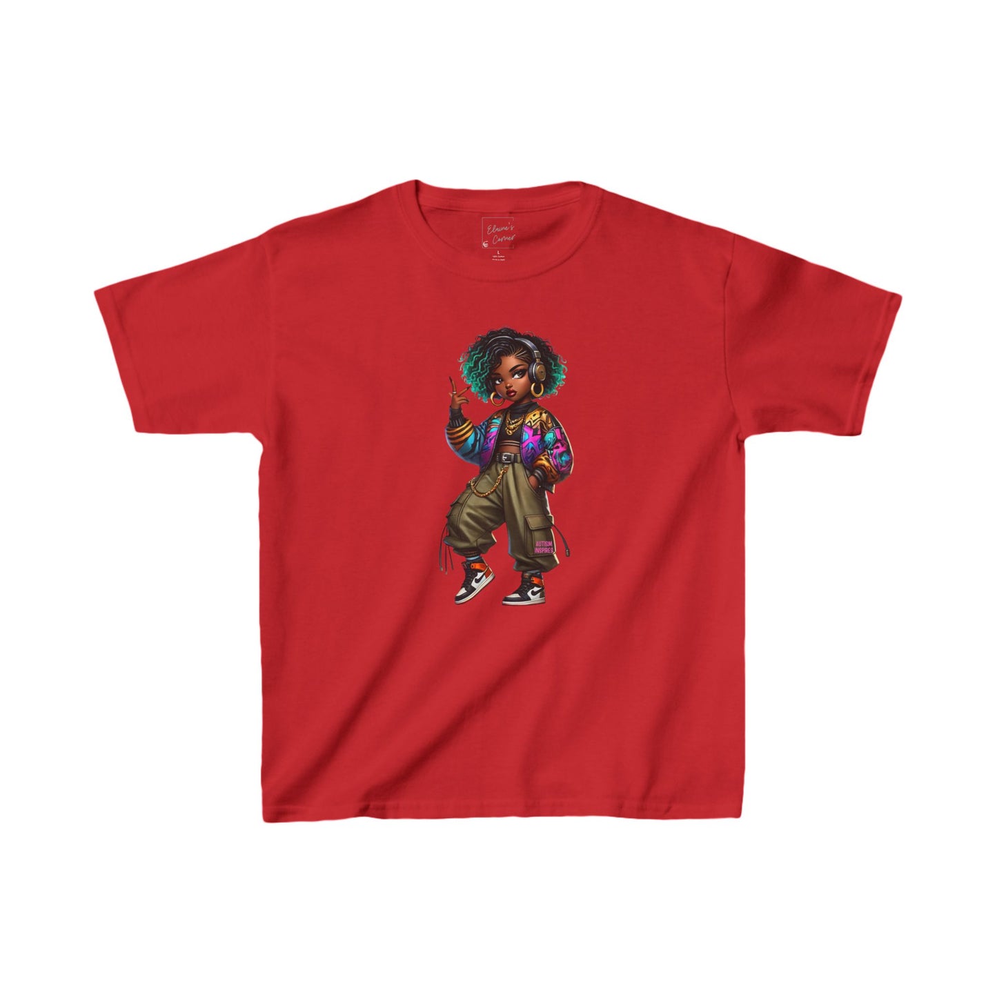 Kids Tee African-American Girl Autism Inspires Peace Sign (G)