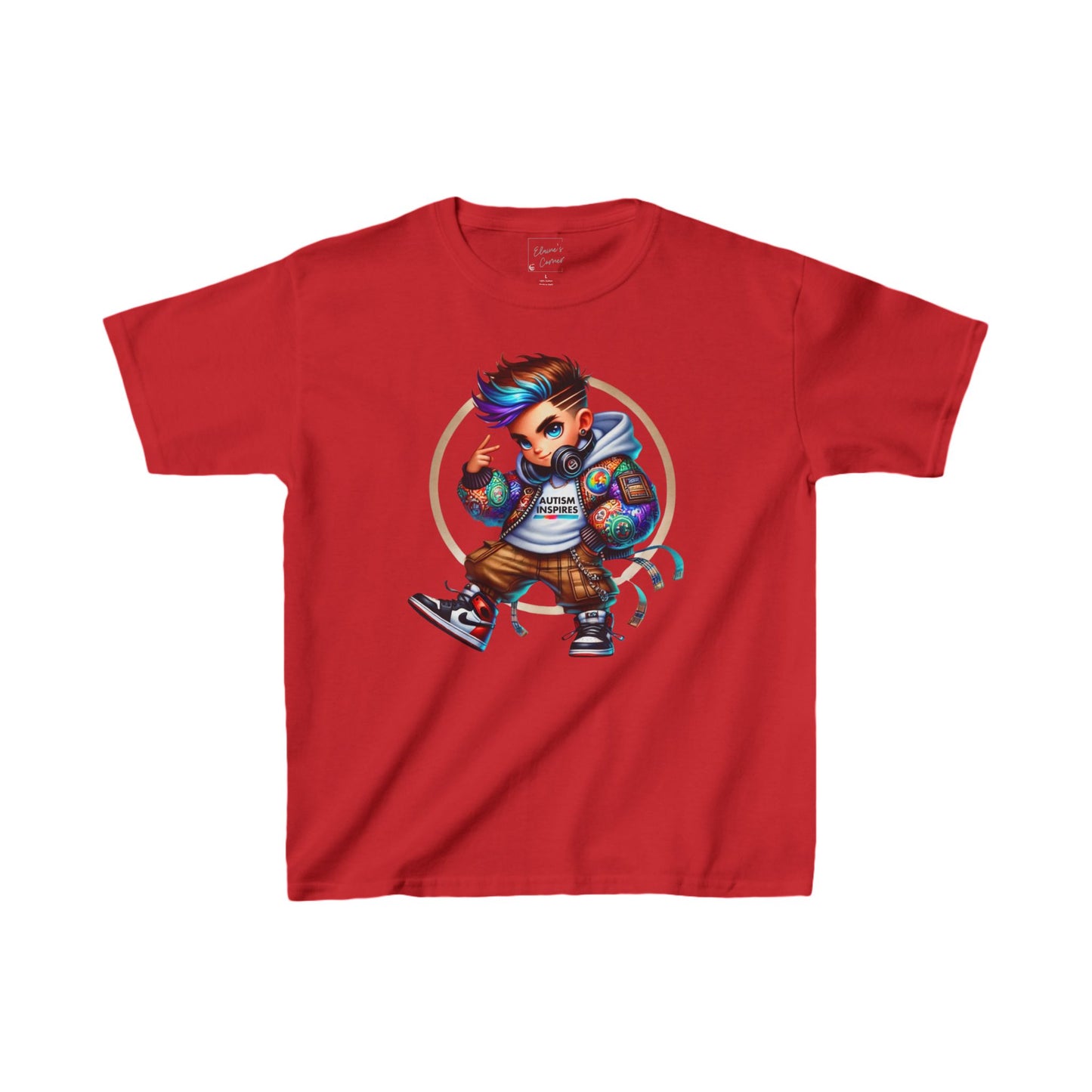 Kids Tee - Autism Inspires Boy Peace Sign Hip Hop Vibe