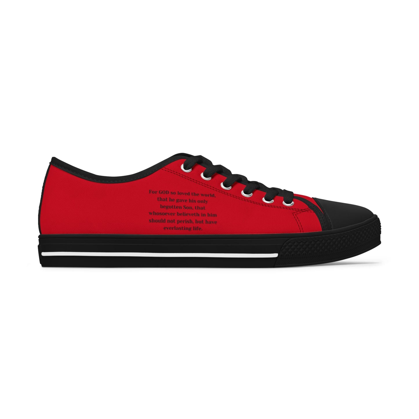 John 3:16  Women's Low Top Sneakers(Red)