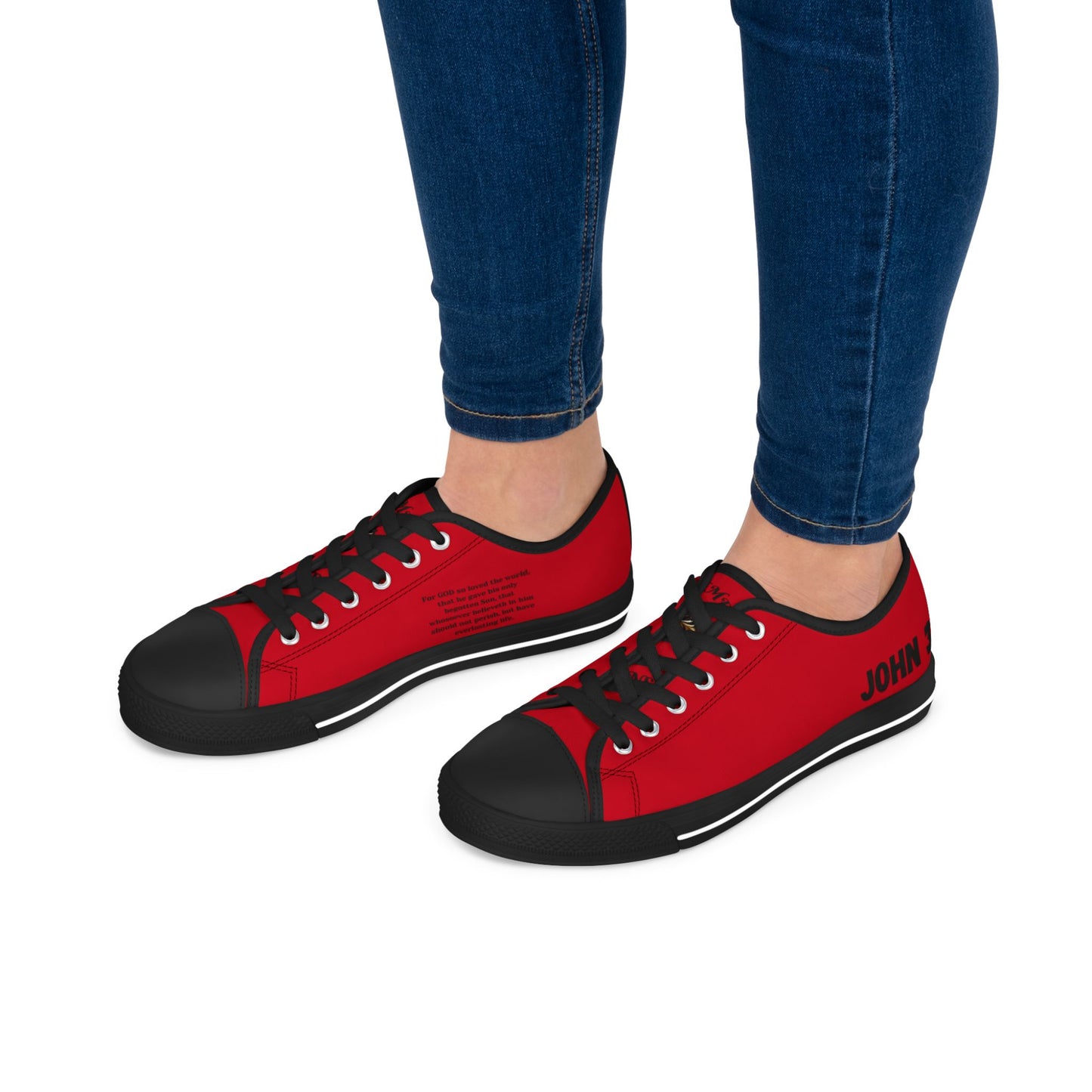 John 3:16  Women's Low Top Sneakers(Red)