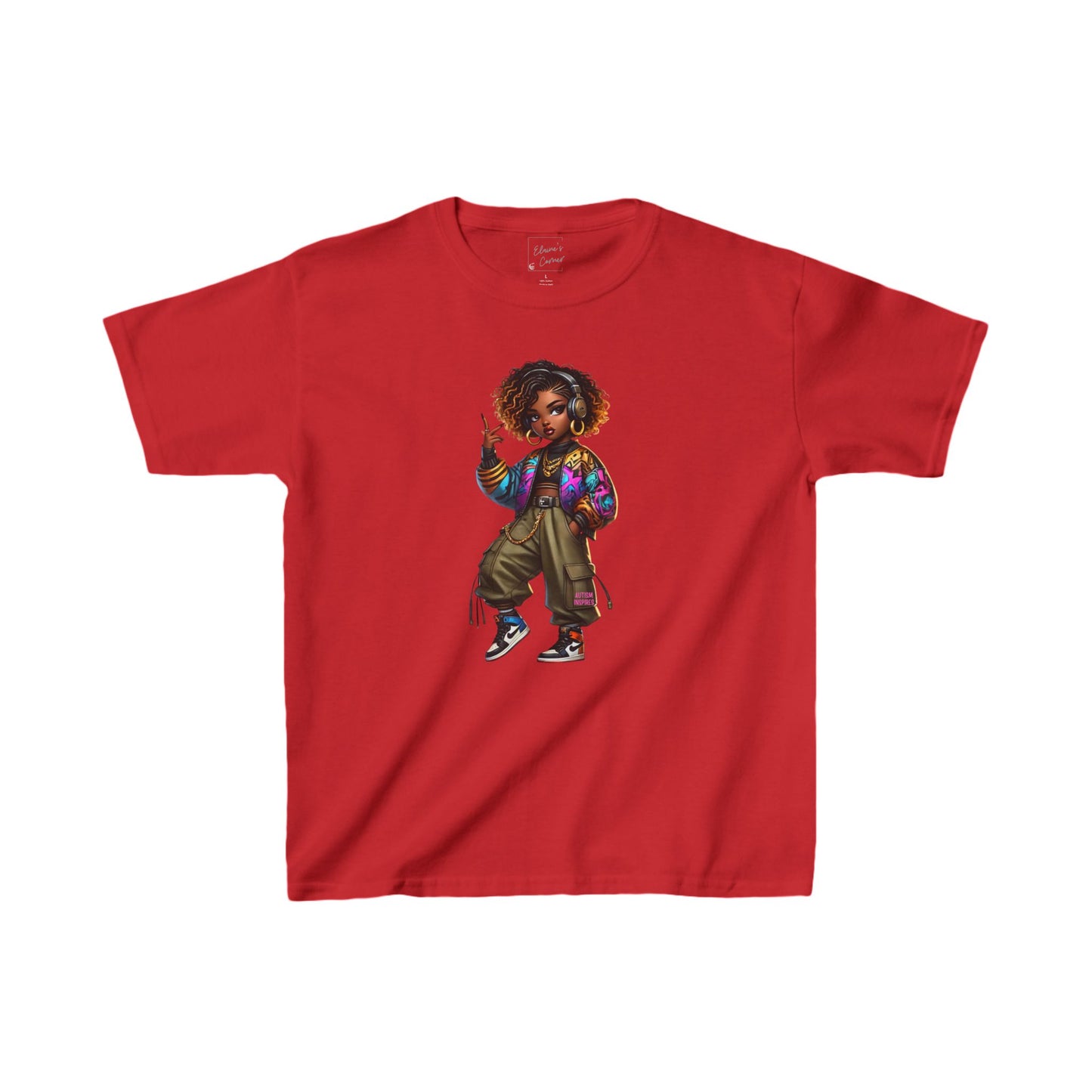 Kids Tee African-American Girl Autism Inspires Peace Sign