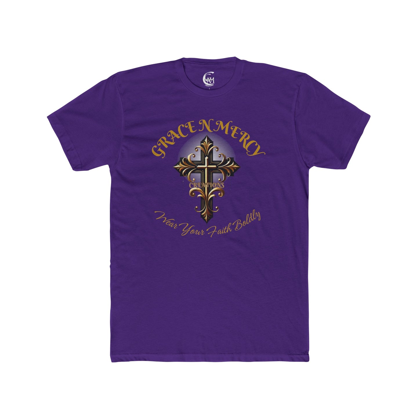 Grace N Mercy Creations - Wear Your Faith Boldly Tee (Gold Letters)