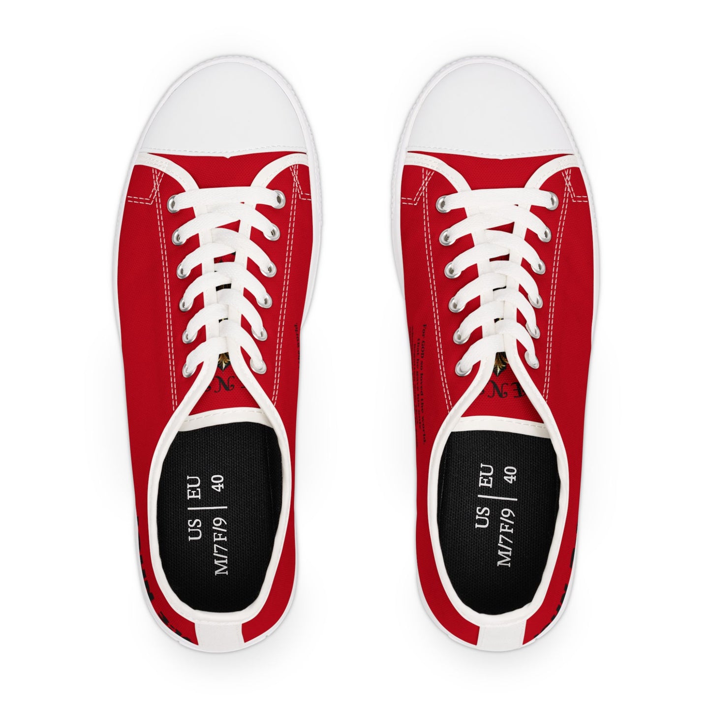 John 3:16  Women's Low Top Sneakers(Red)