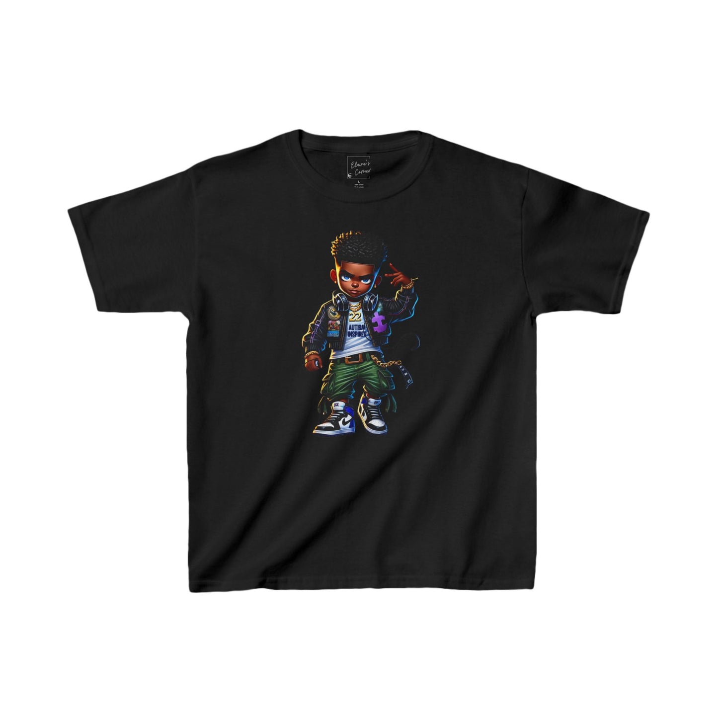 Kids Tee - African-American Boy Autism Inspires Puzzle Piece Design