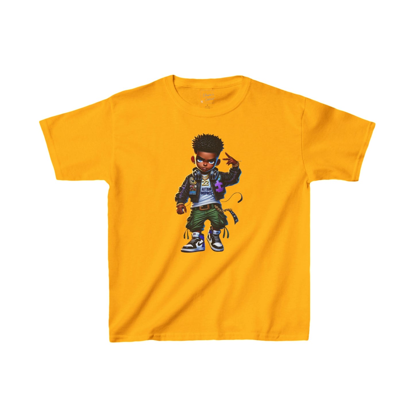 Kids Tee - African-American Boy Autism Inspires Puzzle Piece Design