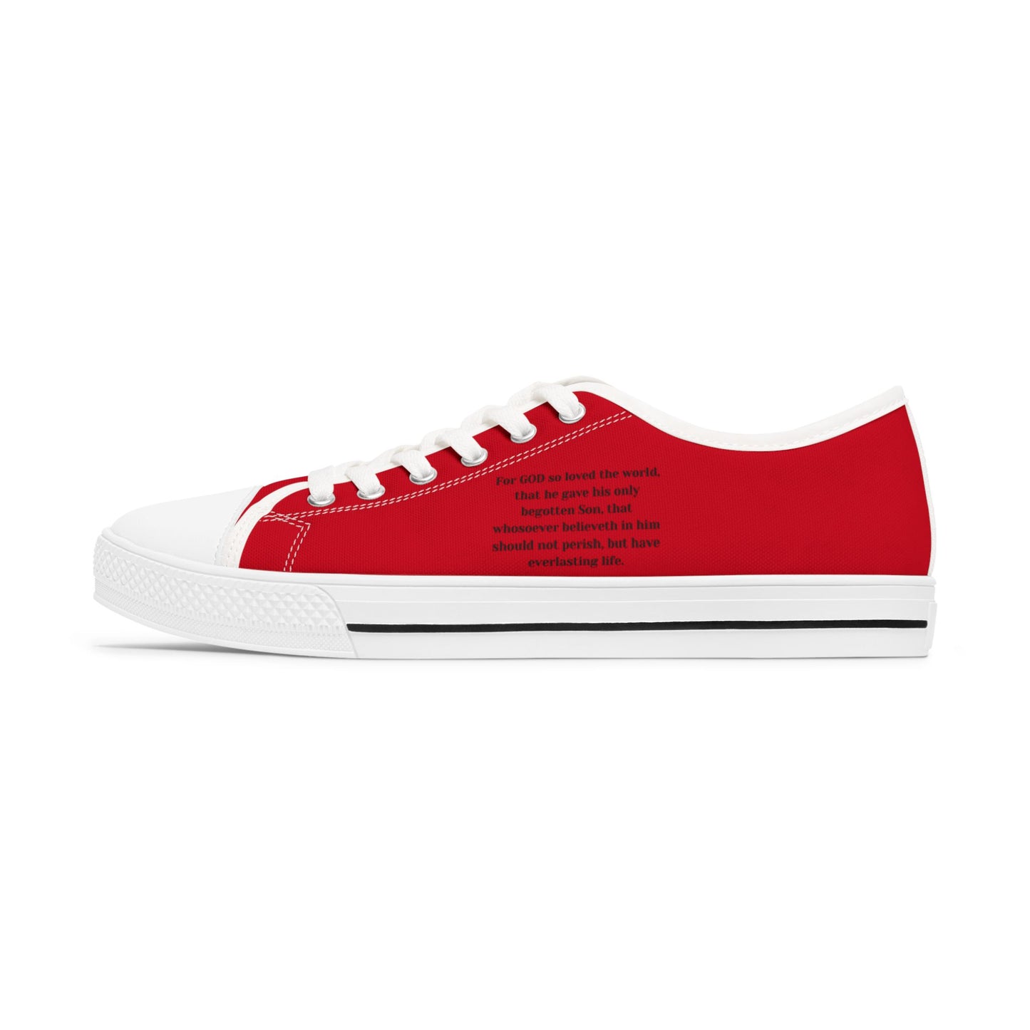 John 3:16  Women's Low Top Sneakers(Red)