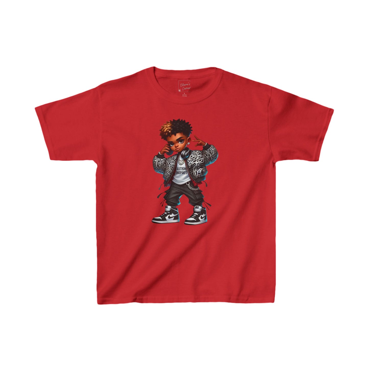 Kids Tee African-American Boy Peace Sign Autism Inspires Hip Hop Streetwear