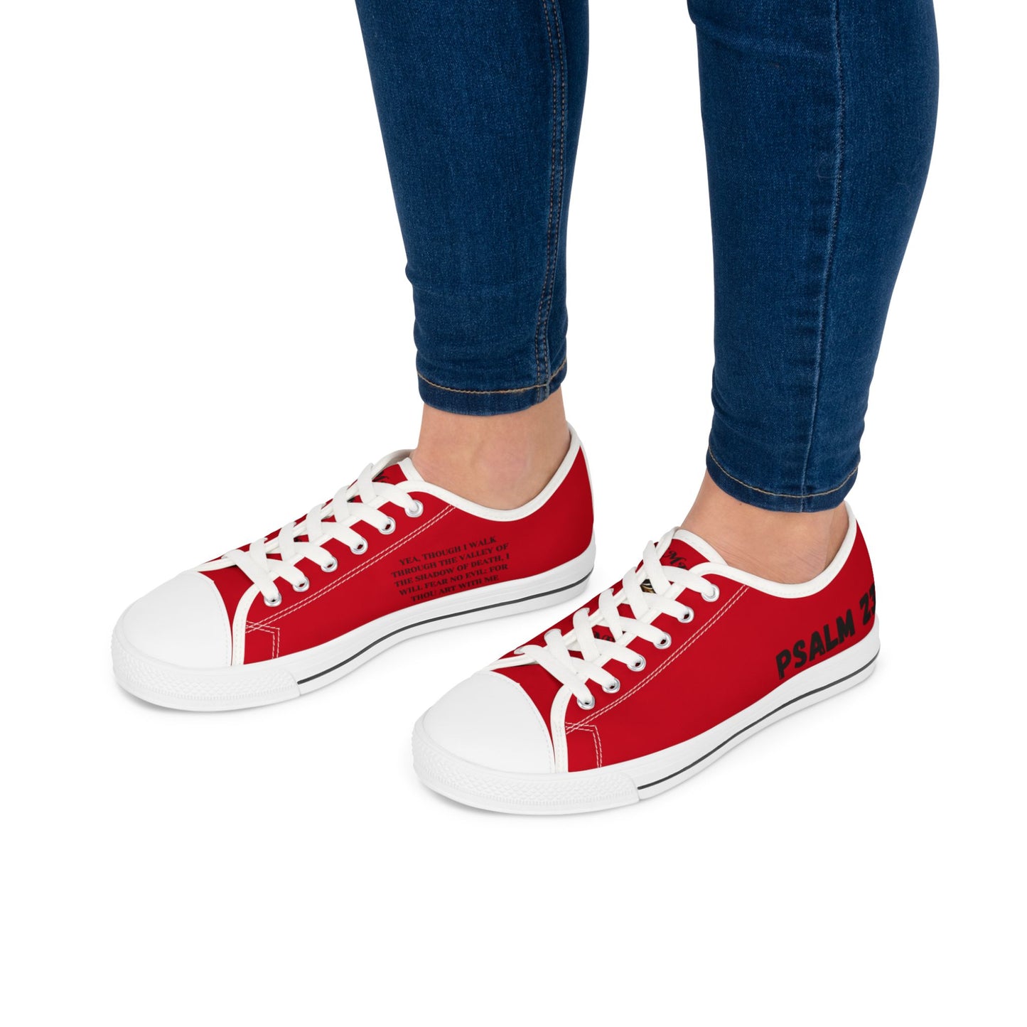 Psalm 23:4  Women's Low Top Sneakers(Red)