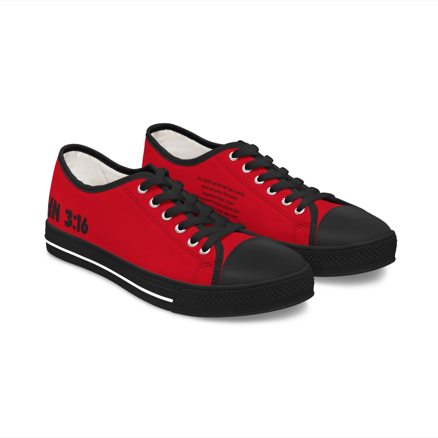 John 3:16  Women's Low Top Sneakers(Red)