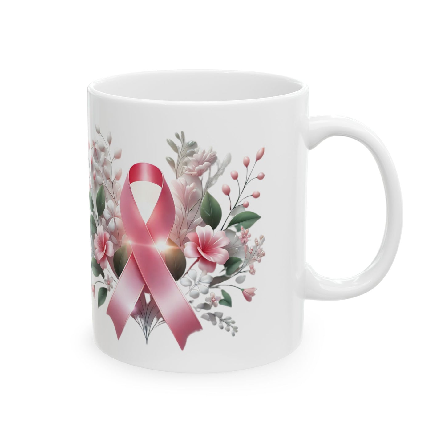 She's Stronger Thank She Thinks Awareness Mug (Breast Cancer)