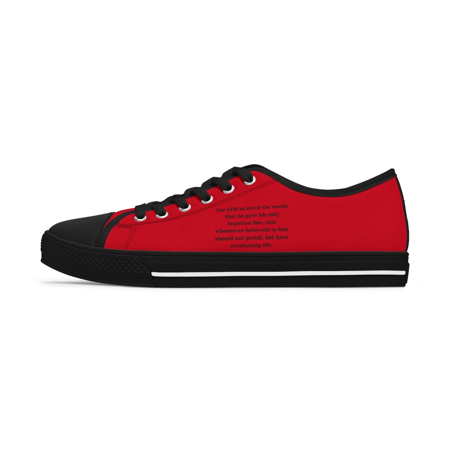 John 3:16  Women's Low Top Sneakers(Red)