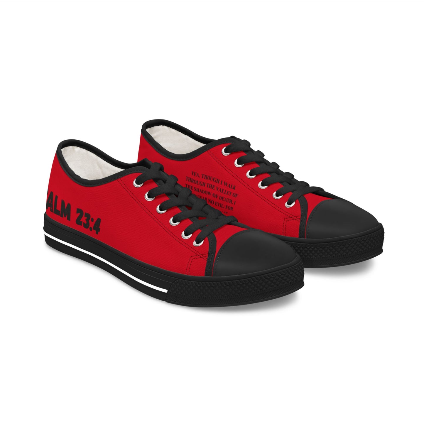 Psalm 23:4  Women's Low Top Sneakers(Red)