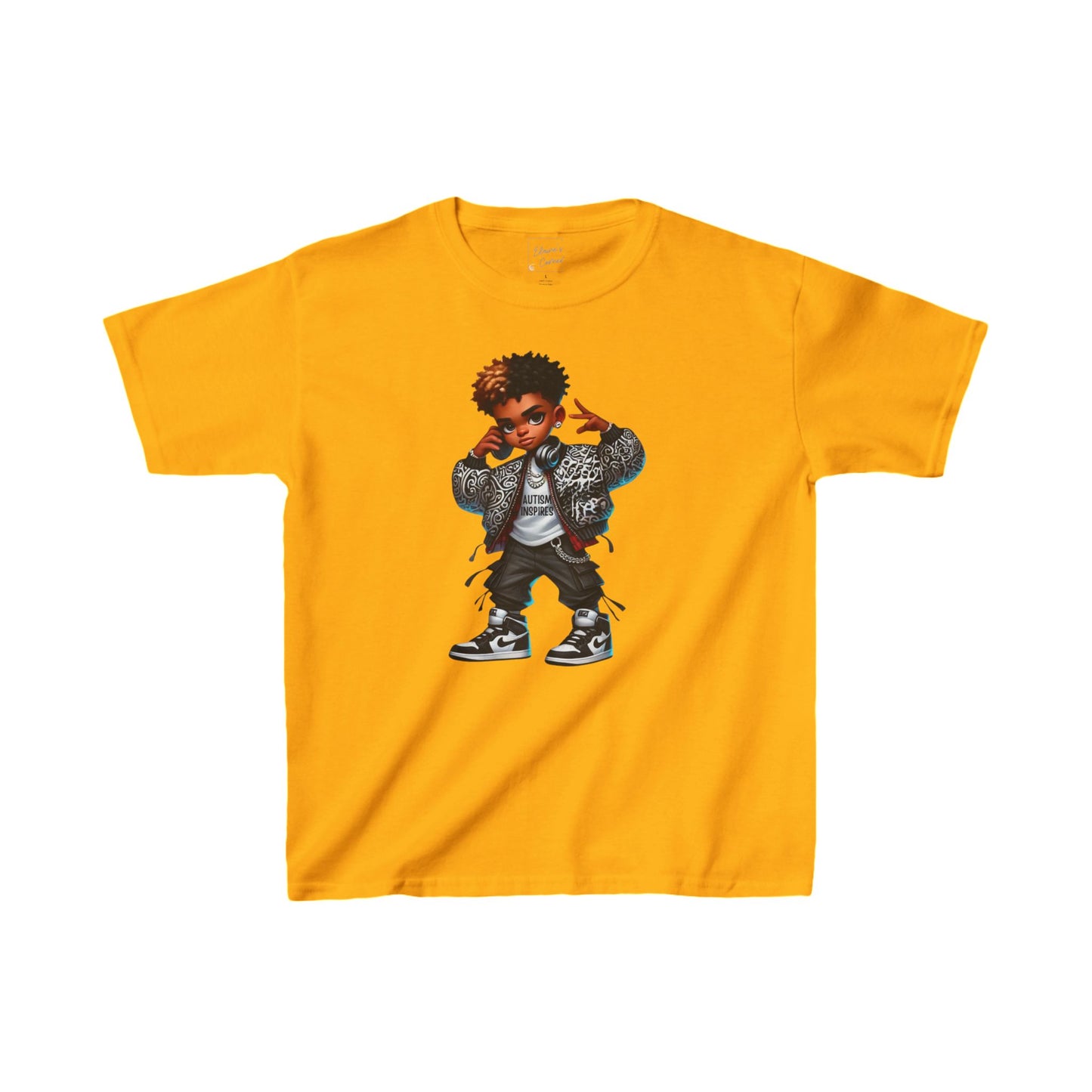 Kids Tee African-American Boy Peace Sign Autism Inspires Hip Hop Streetwear